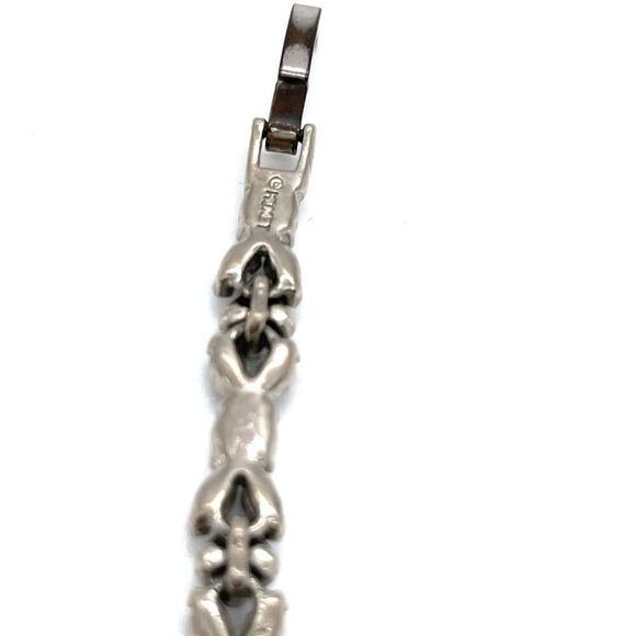 Monet Tennis Bracelet Silver Tone with accent Onyx and Crystals - Picture 5 of 7